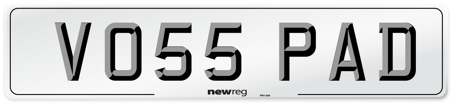 VO55 PAD Number Plate from New Reg
